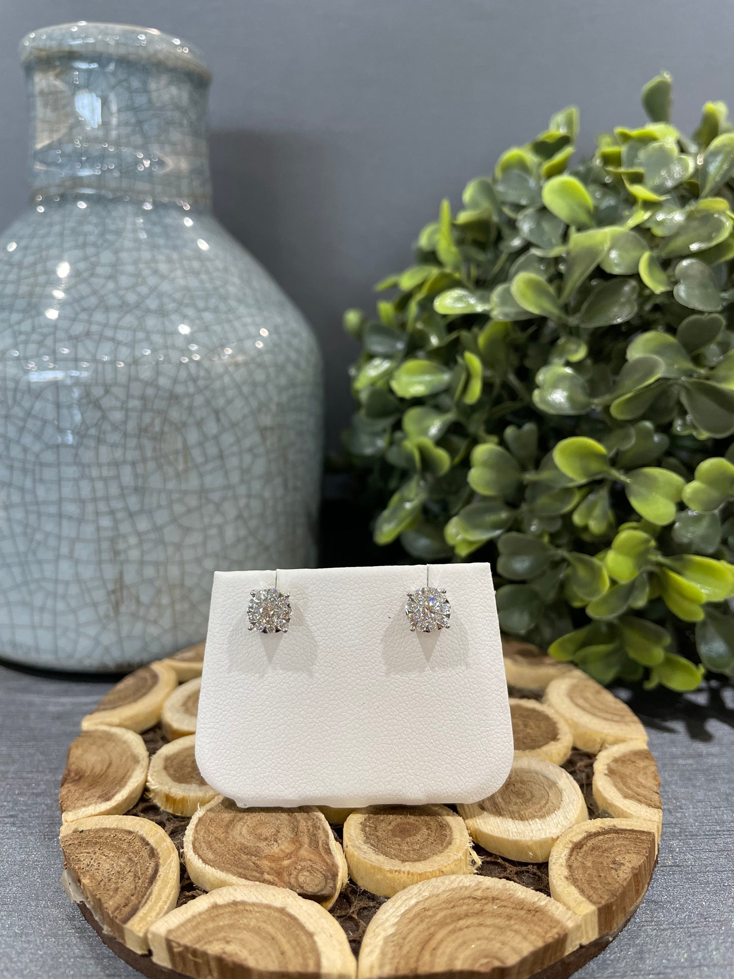 14k White Gold Diamond Bouquet Max Strauss Stud Earrings