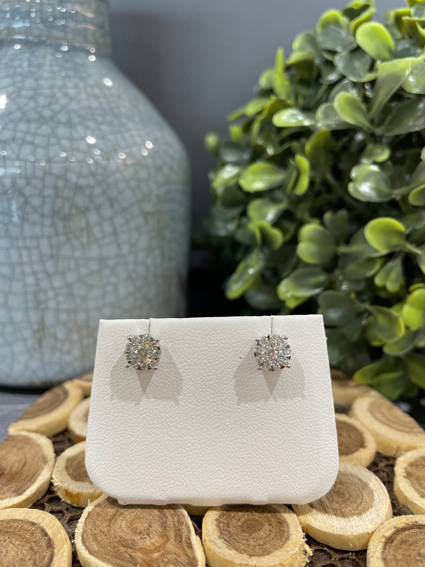 14k White Gold Diamond Bouquet Max Strauss Stud Earrings