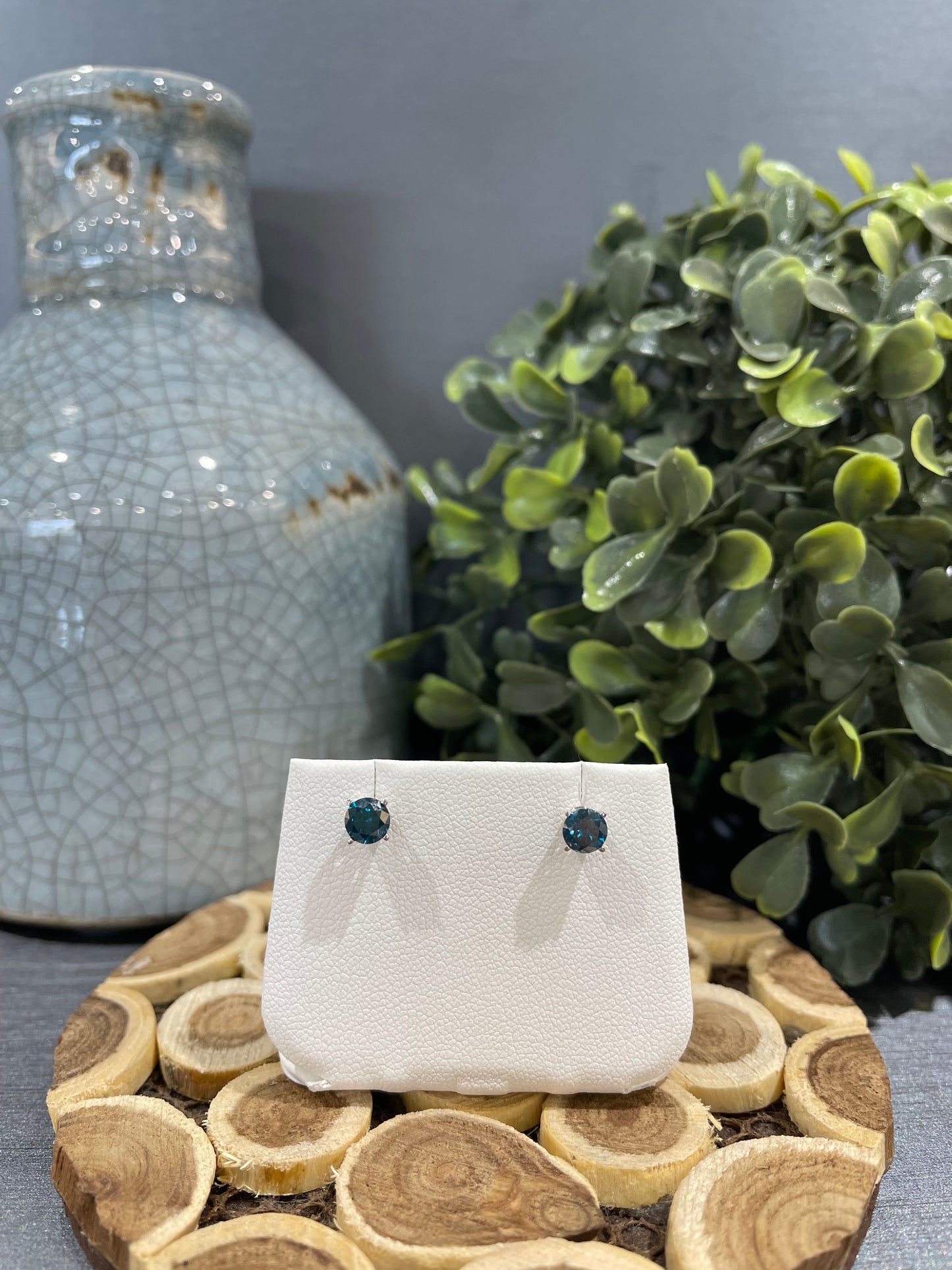 14k White Gold 0.75ctw Blue Diamond Stud Earrings