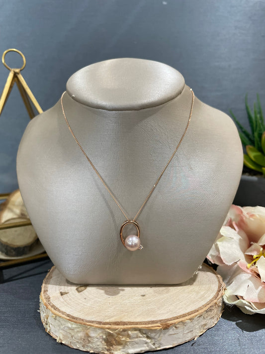 10k Gold 0.03ct Diamond Fresh Water Pearl Pendant