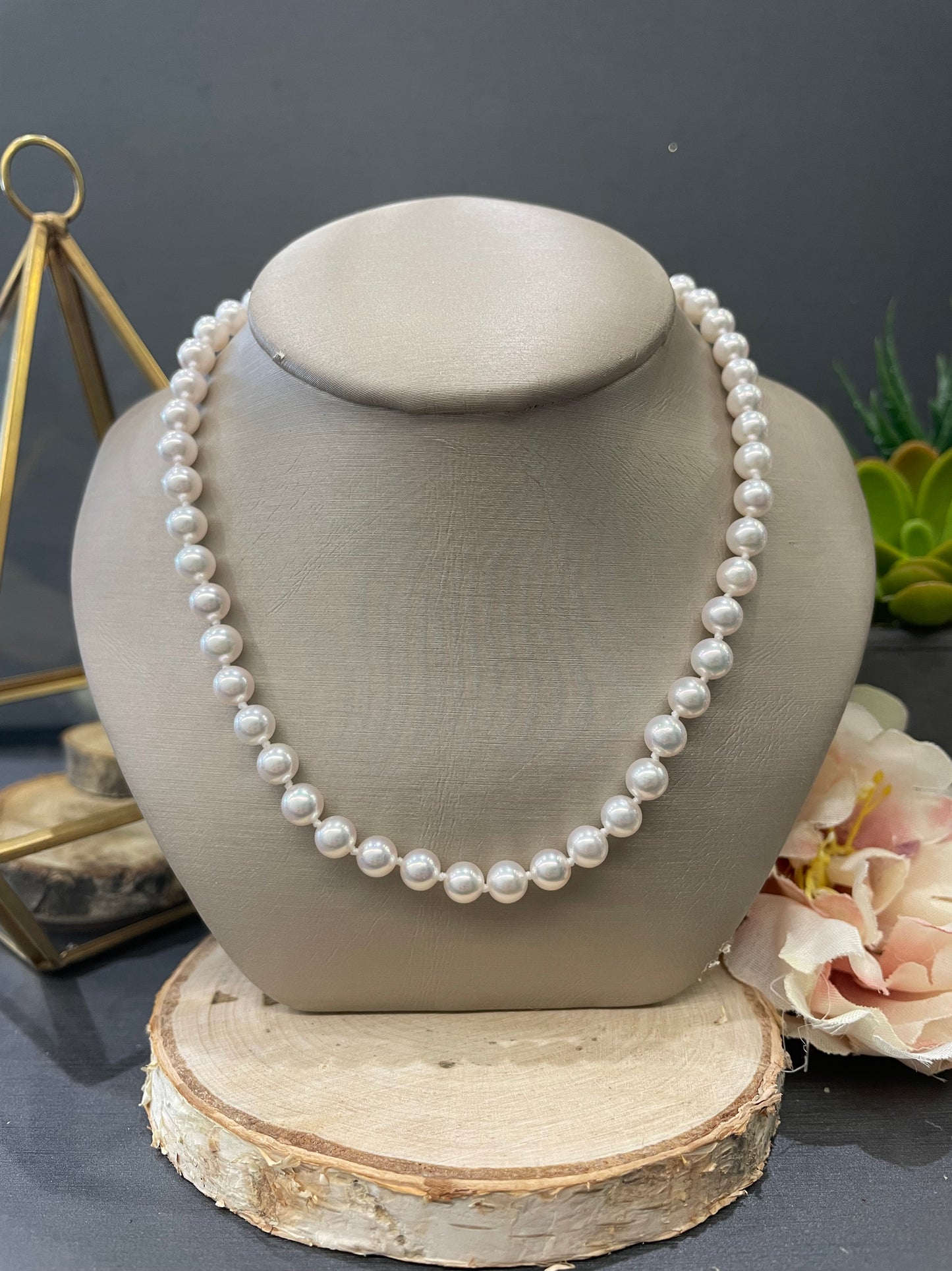 14k Yellow Gold Japanese 5mm Pearl Strand Necklace