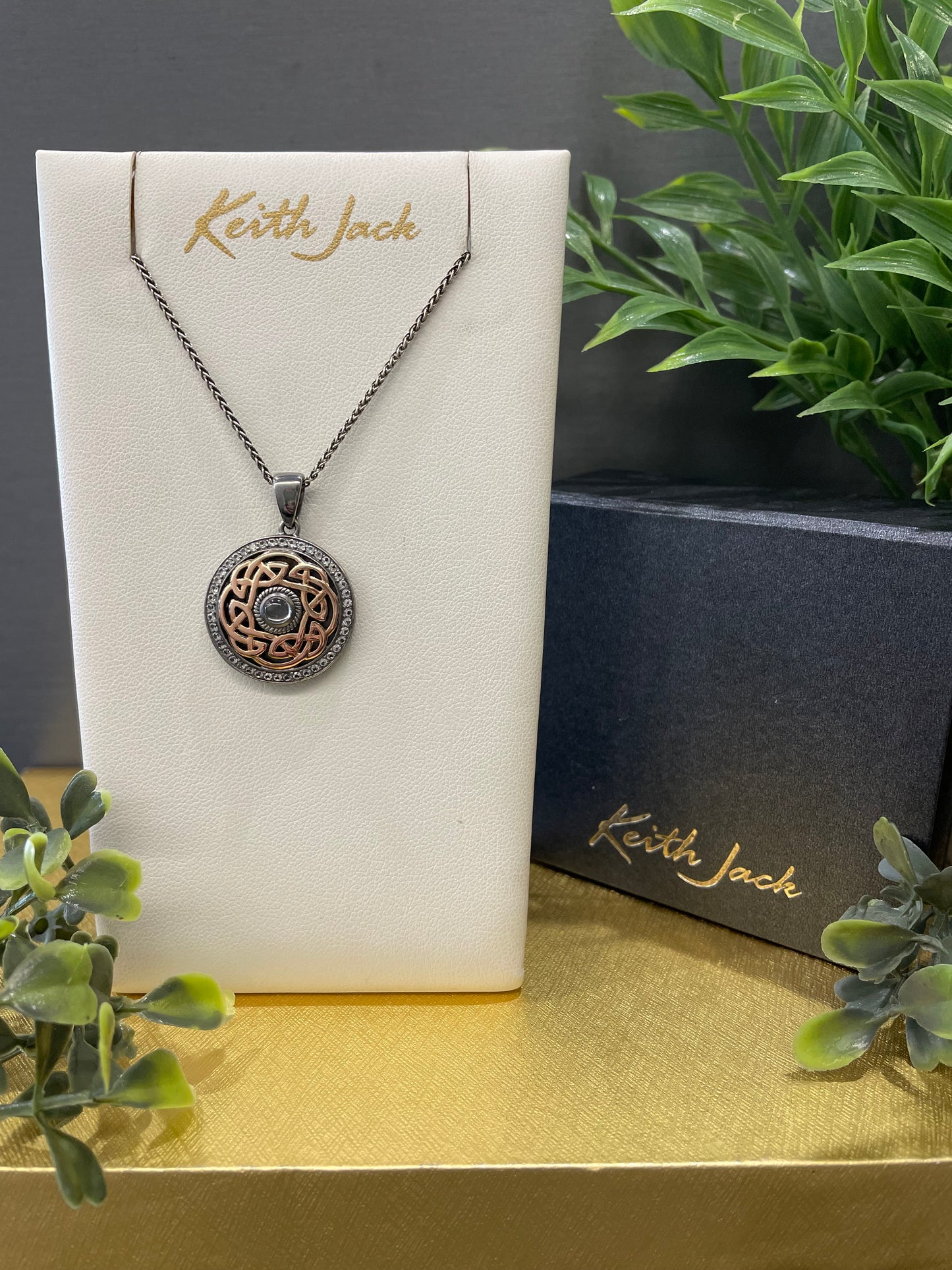 Silver and 10k Rose Gold Path of Life Eternity Knot Pendant