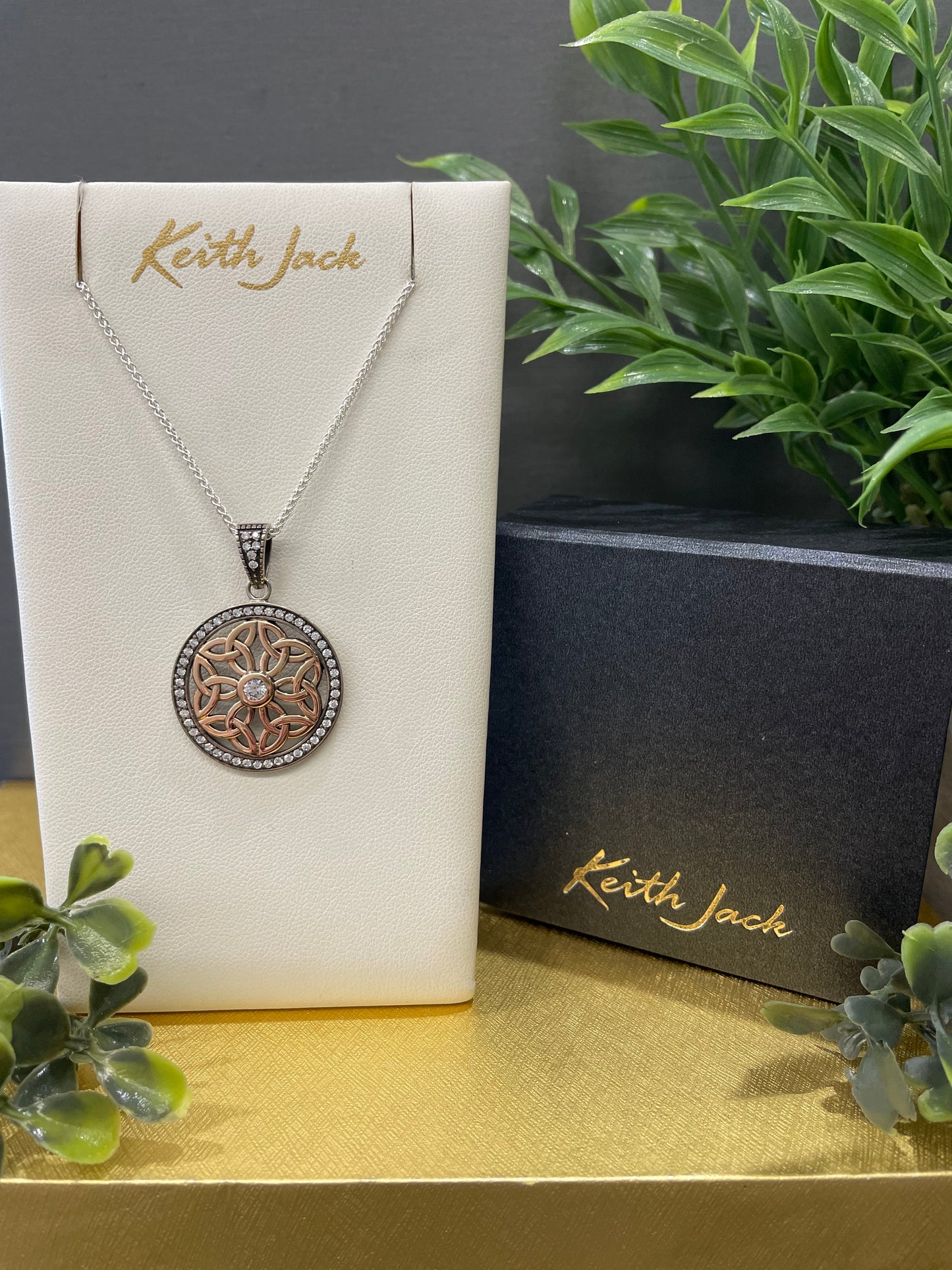 Silver and 10k Gold Round Trinity Pendant