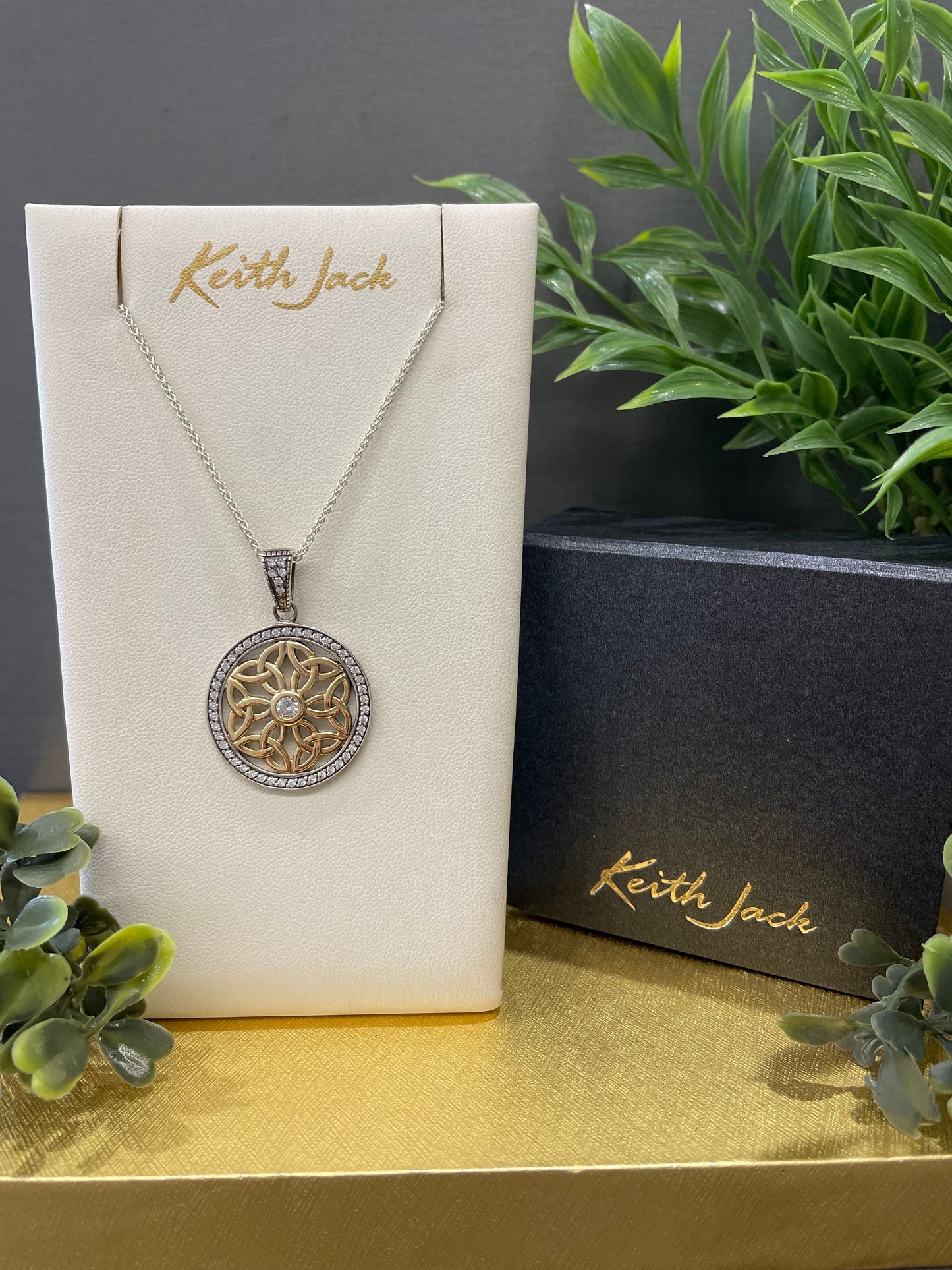 Silver and 10k Gold Round Trinity Pendant