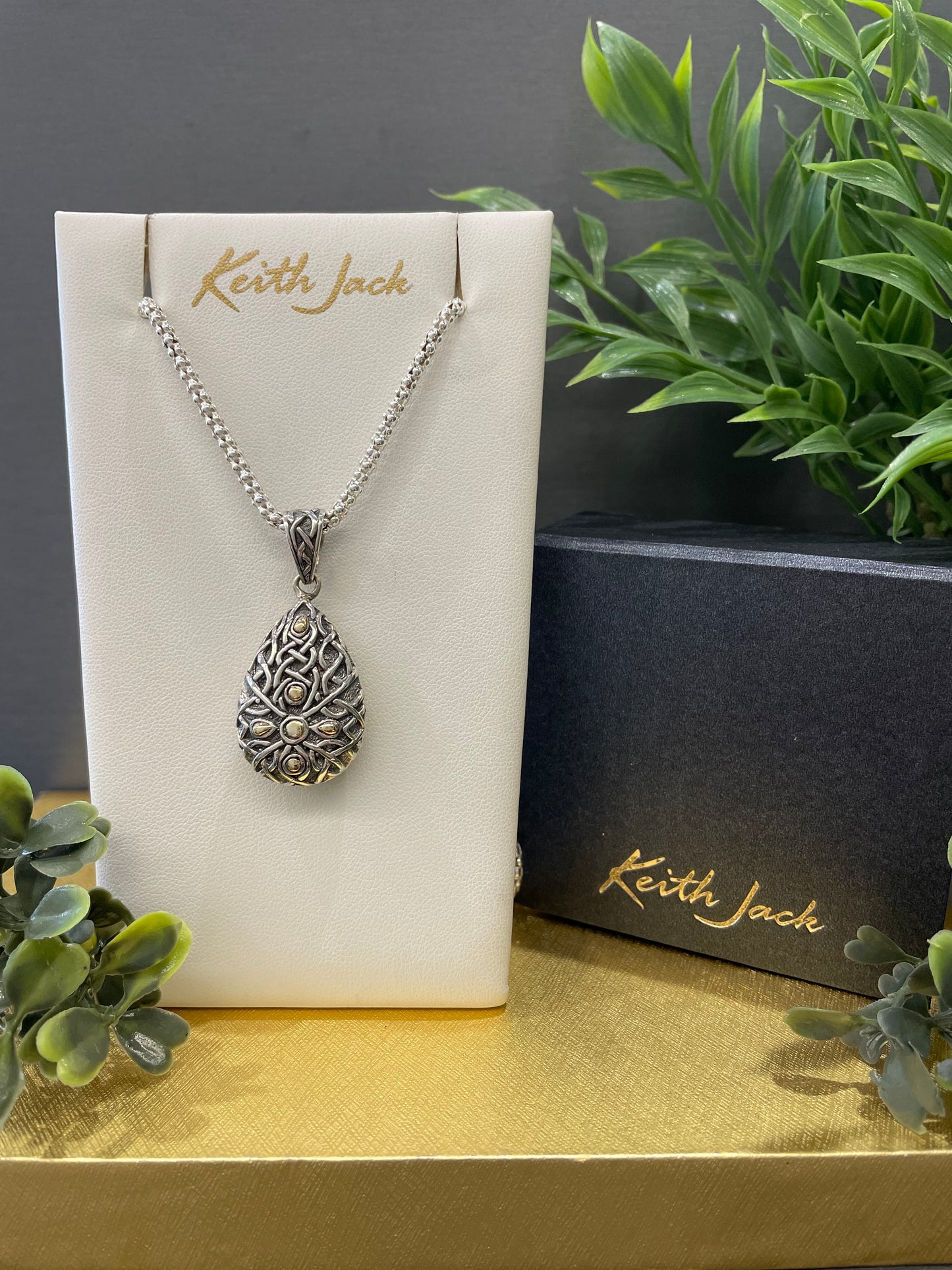 Silver and 18k Yellow Gold Solstice Drop Pendant