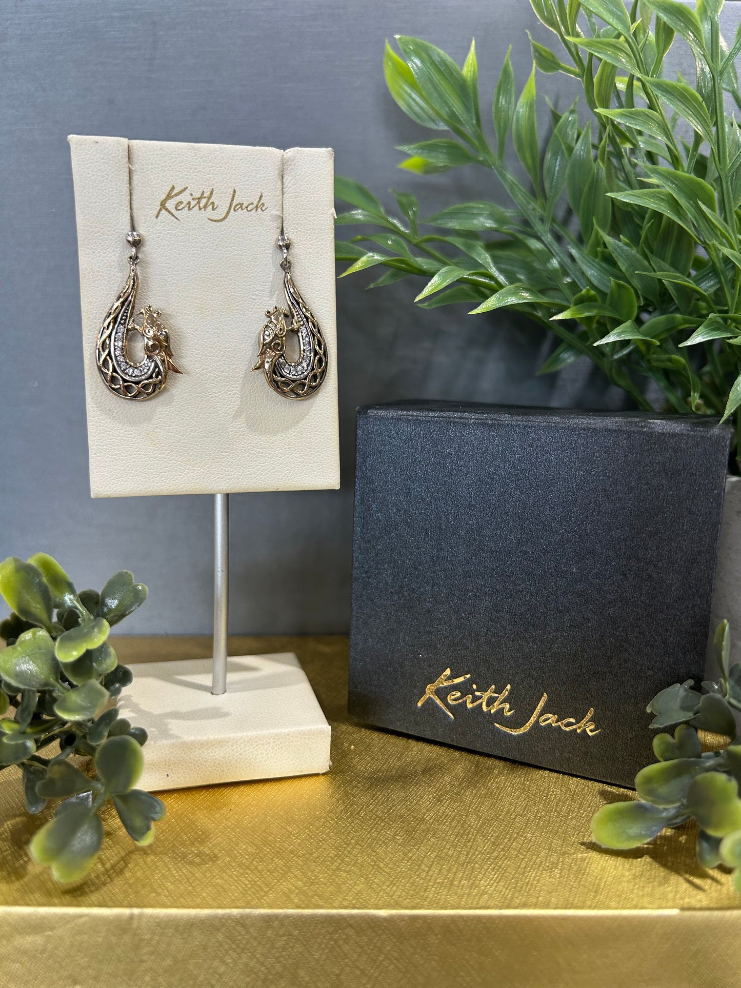 Silver and 10k Yellow Gold Dragon Earrings