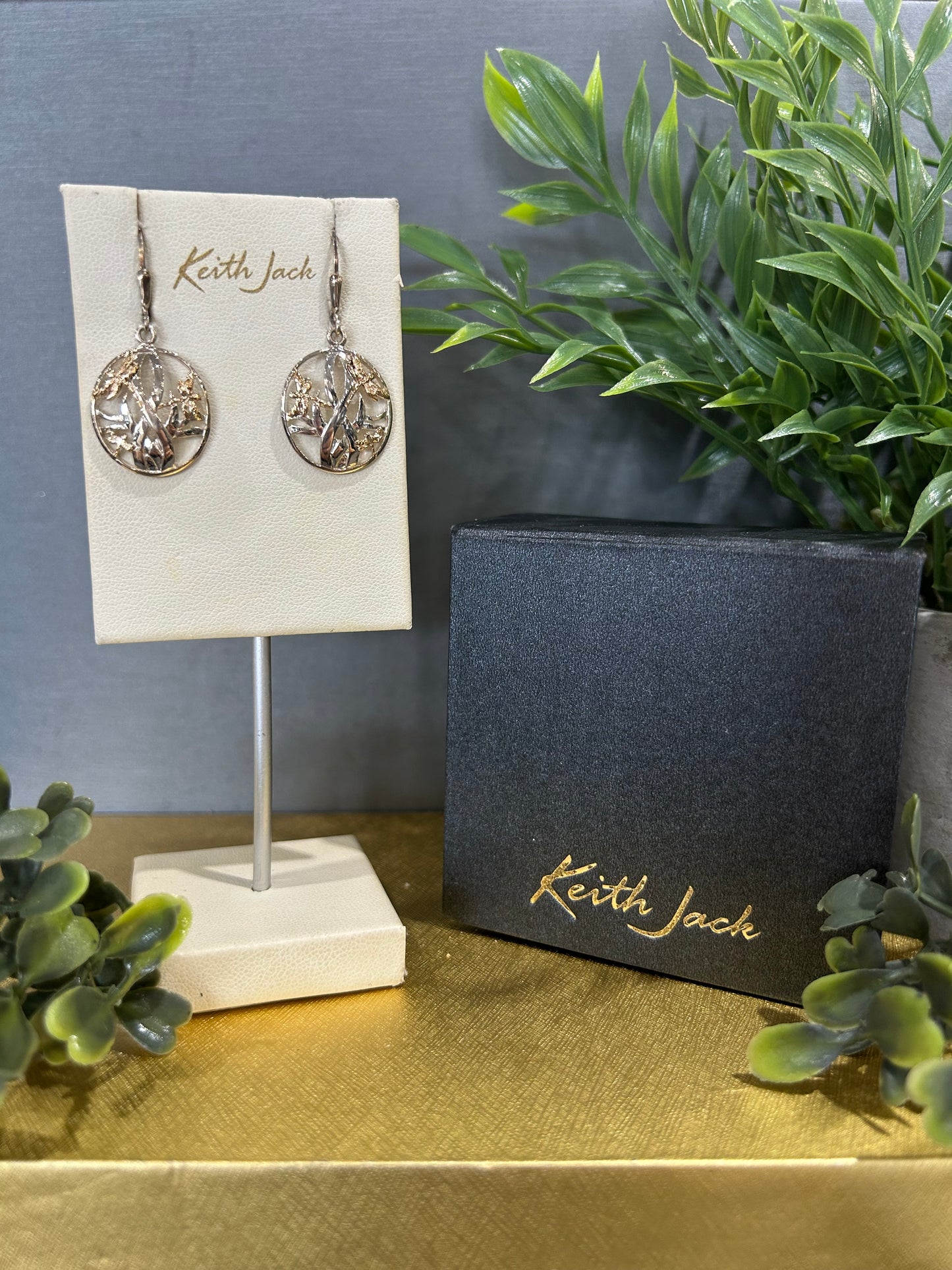 Silver and 10k Yellow Gold Dragonfly in Reeds Earrings