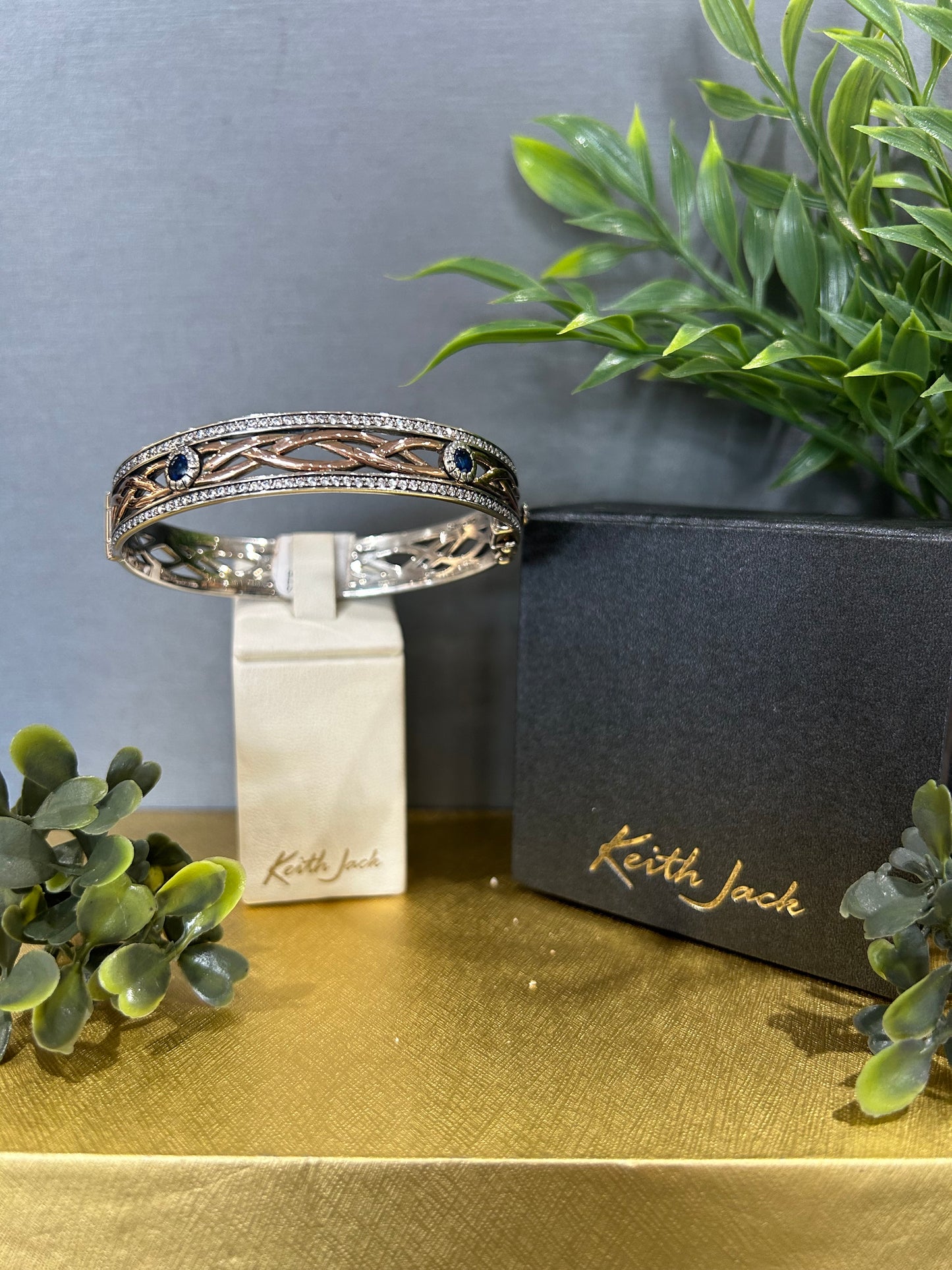 Silver and 10k Gold Brave Heart Bangle