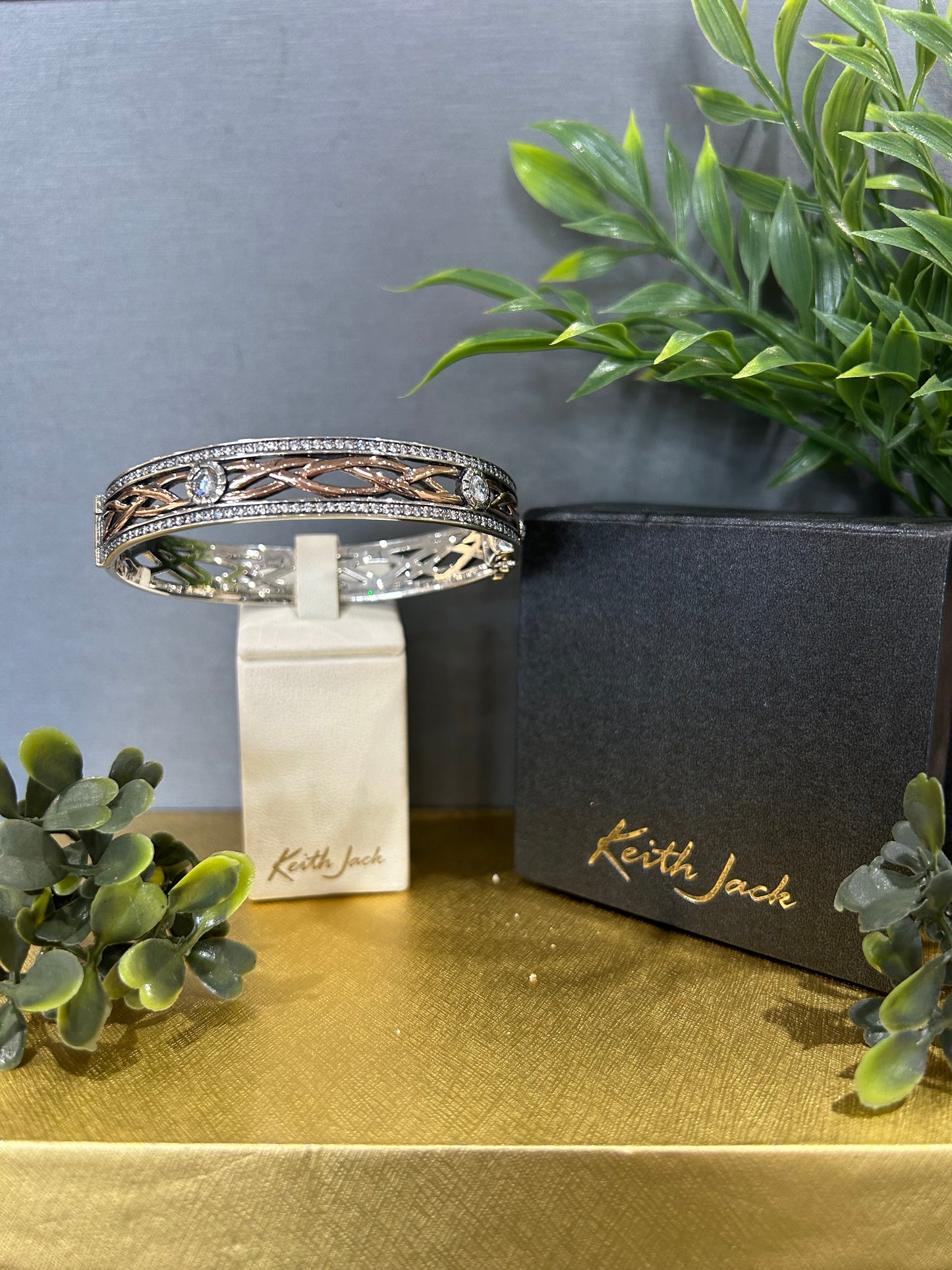 Silver and 10k Gold Brave Heart Bangle