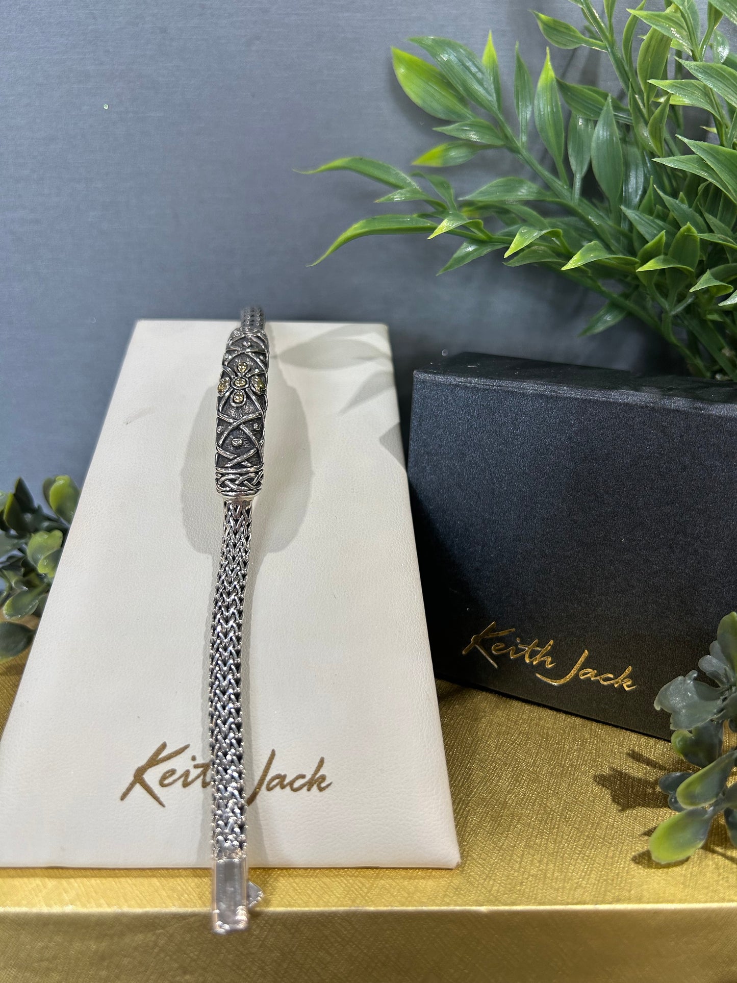 Silver and 18k Yellow Gold Labyrinth Petal Bracelet