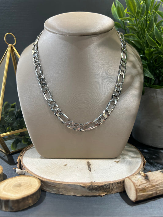 Men's Sterling Silver 7.9mm Flat Figaro Chain