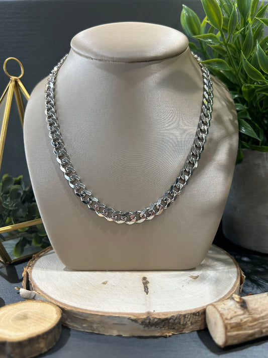 Men's Sterling Silver 6.4mm Curb Chain
