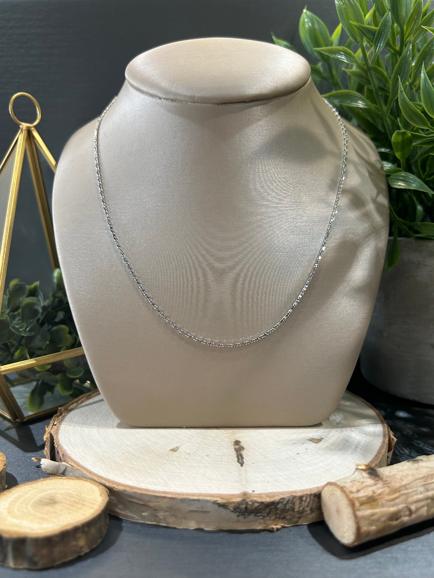 Women's 10k White Gold 1mm Star Chain