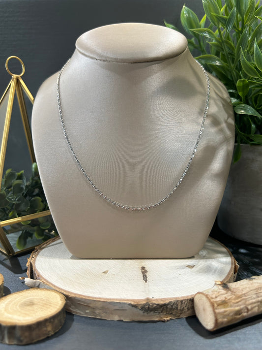 Women's 10k White Gold 1mm Star Chain