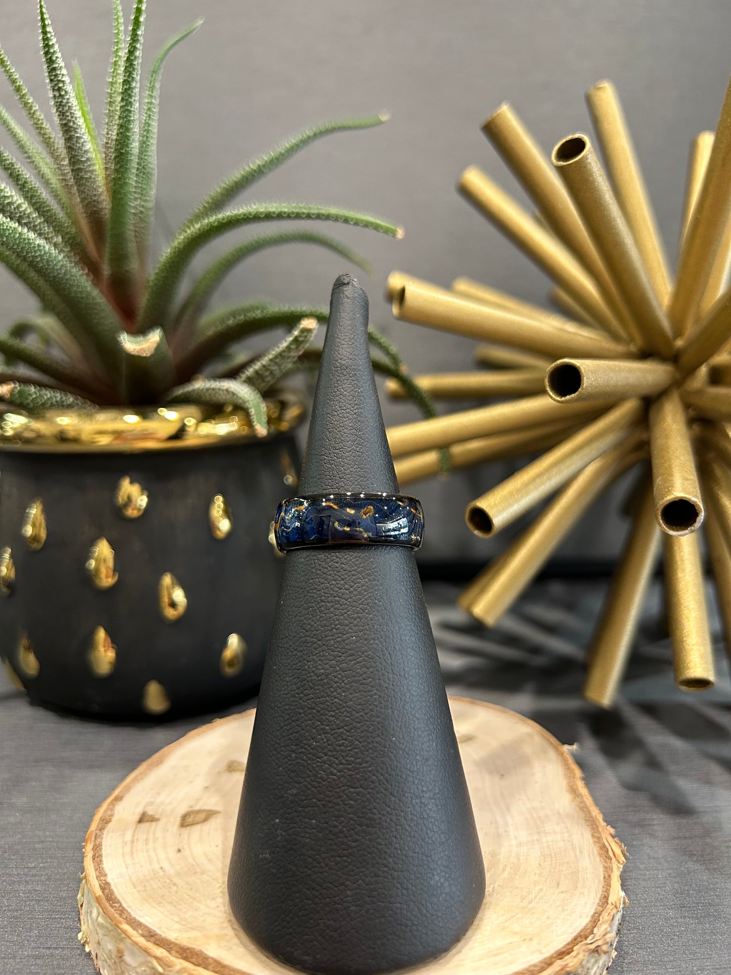 Tungsten 8mm Blue Wood Inlay Black Band