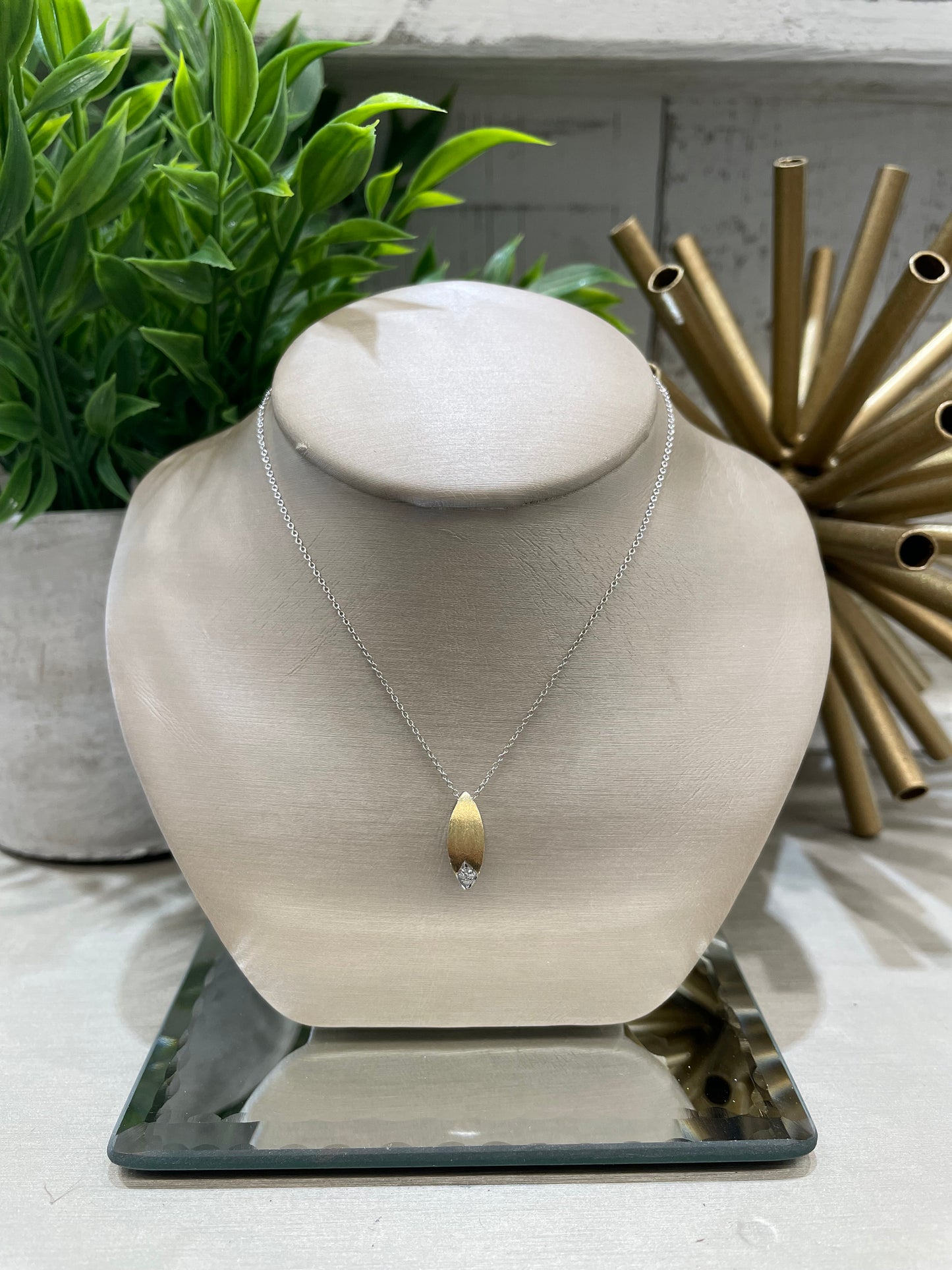 10k Two-Tone 0.06ctw Diamond Reversible Pendant