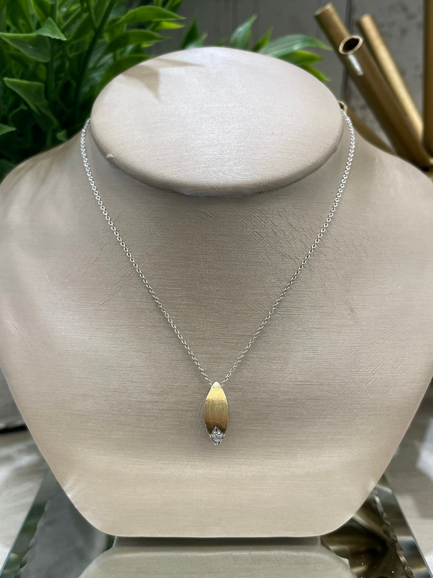 10k Two-Tone 0.06ctw Diamond Reversible Pendant