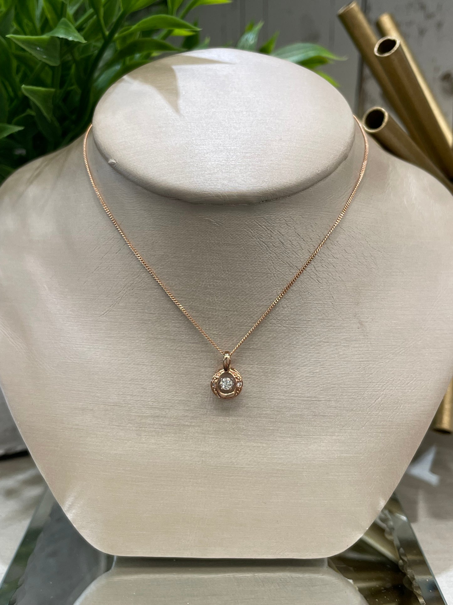 10k Rose Gold 0.07ctw Diamond Circle Twinkle Pendant
