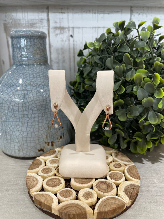 10k Rose Gold 0.07ctw Diamond Teardrop Dangle Stud Earrings