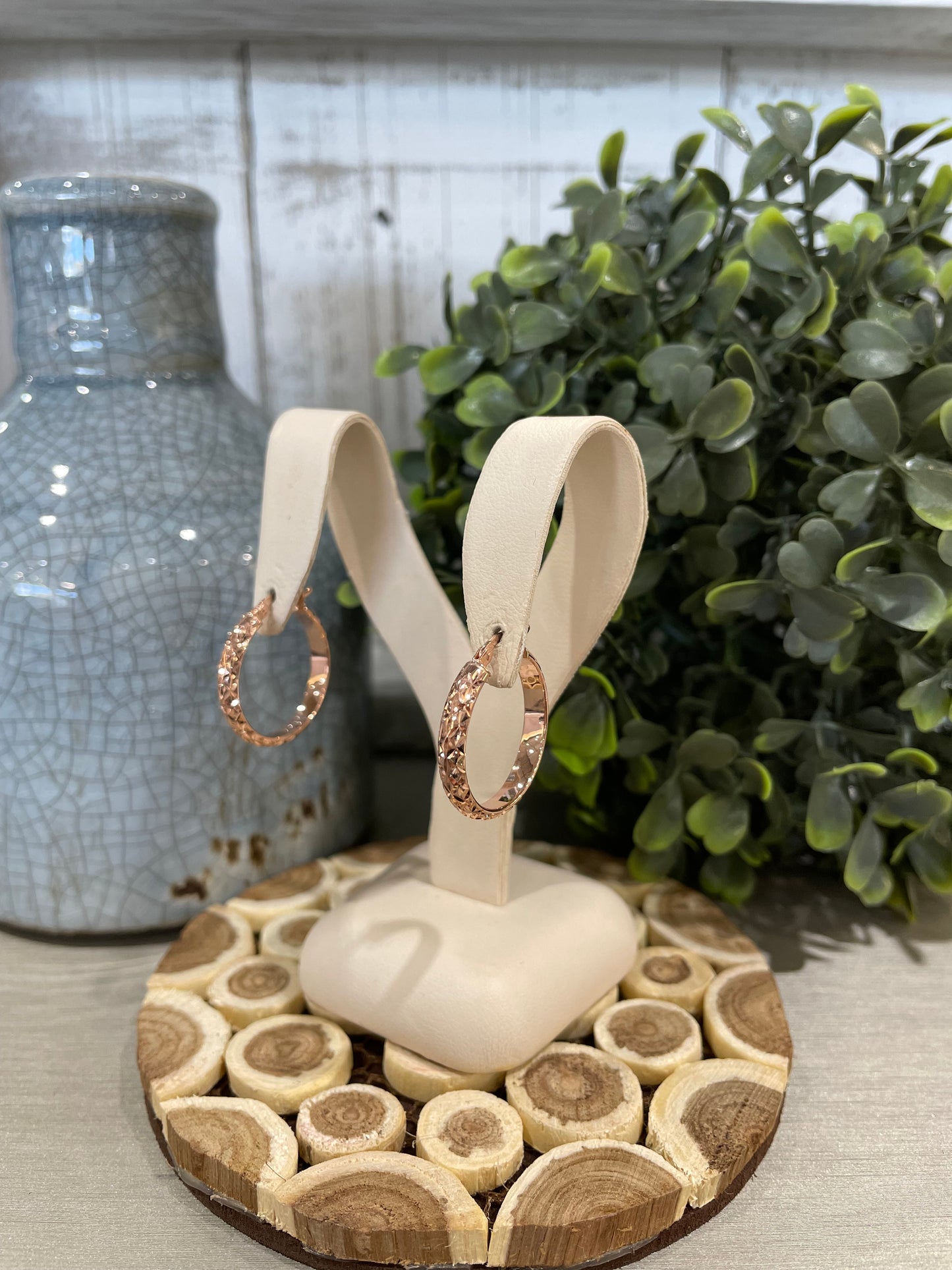 10k Gold Diamond Cut Hoop Earrings