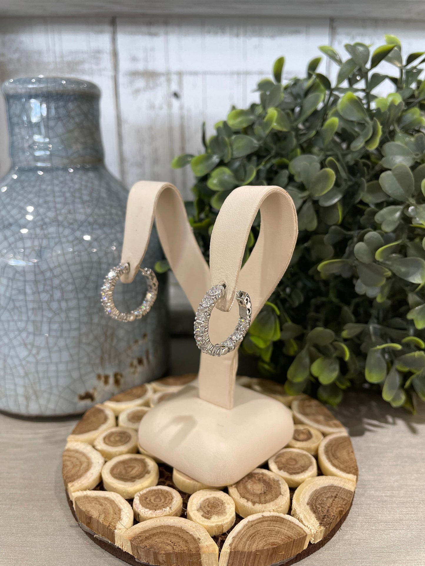 14k White Gold 3.00ctw Diamond Inside Out Hoop Earrings