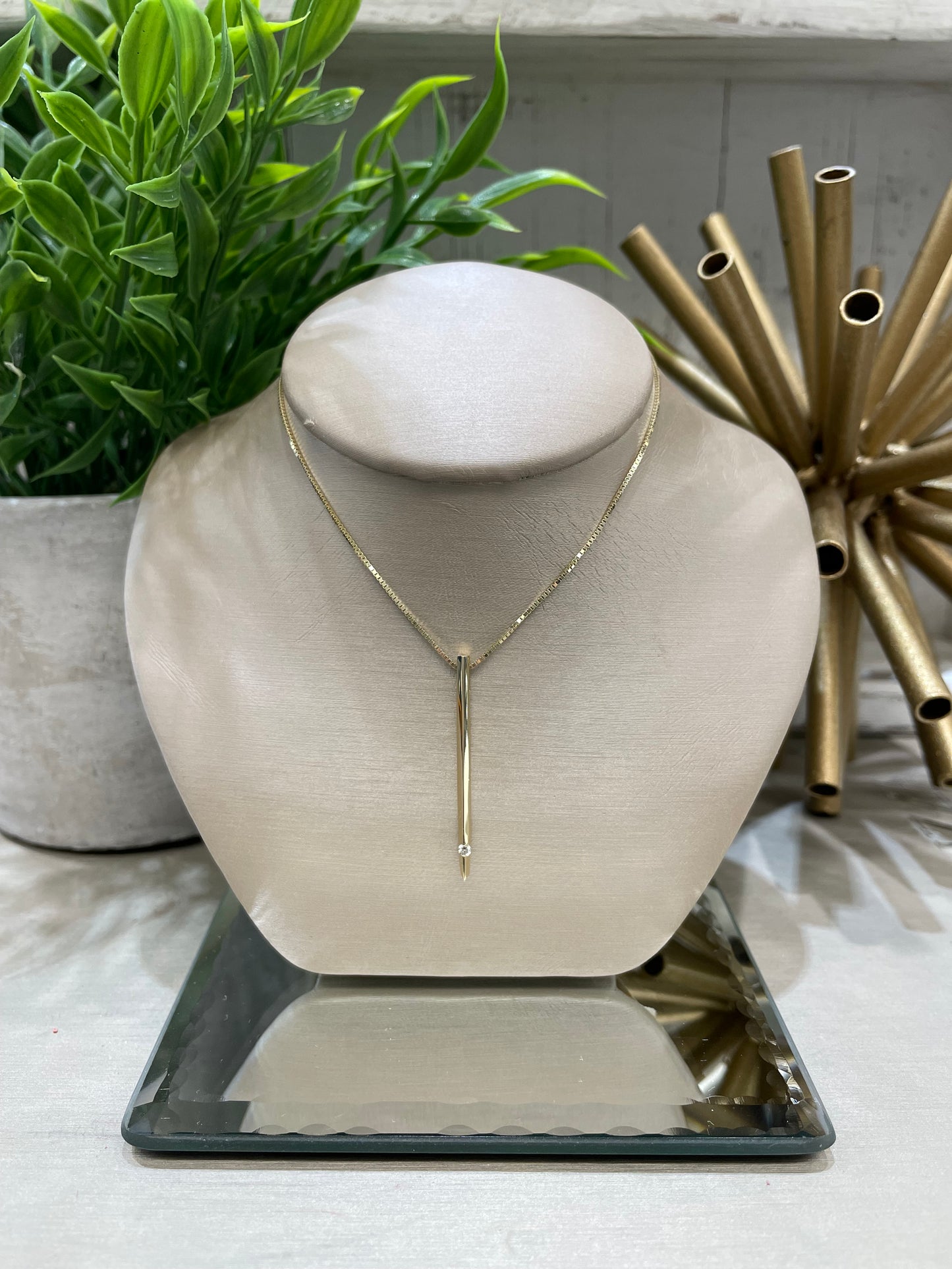 10k Yellow Gold 0.03ct Diamond Vertical Bar Pendant