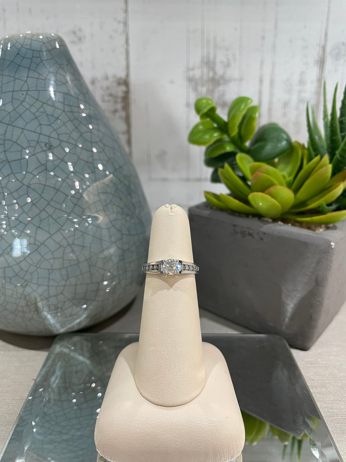 14k White Gold 0.45ct Diamond Channel Shoulder Engagement Ring