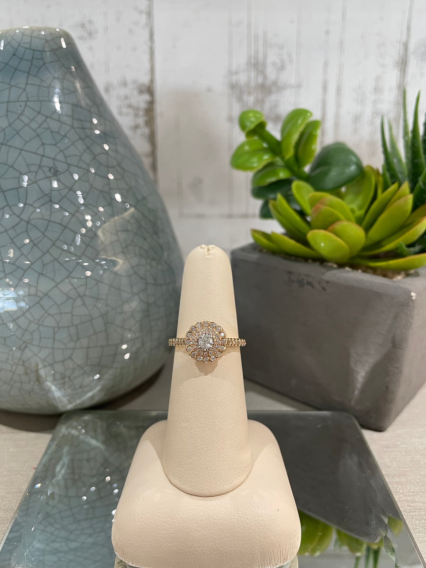 18k Rose Gold 0.50ctw Diamond Double Halo Engagement Ring