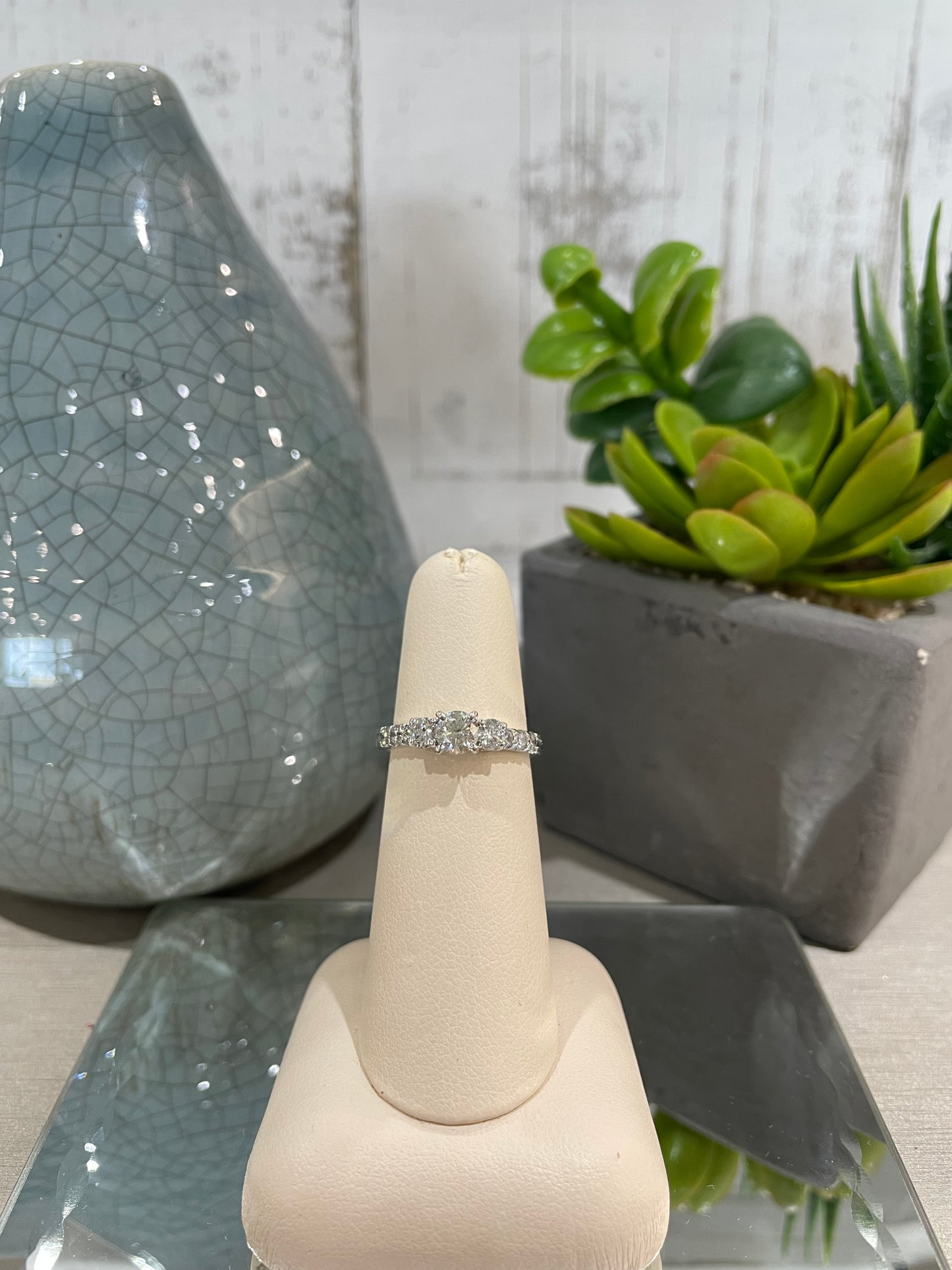 14k White Gold 0.41ct Diamond Three Stone Engagement Ring