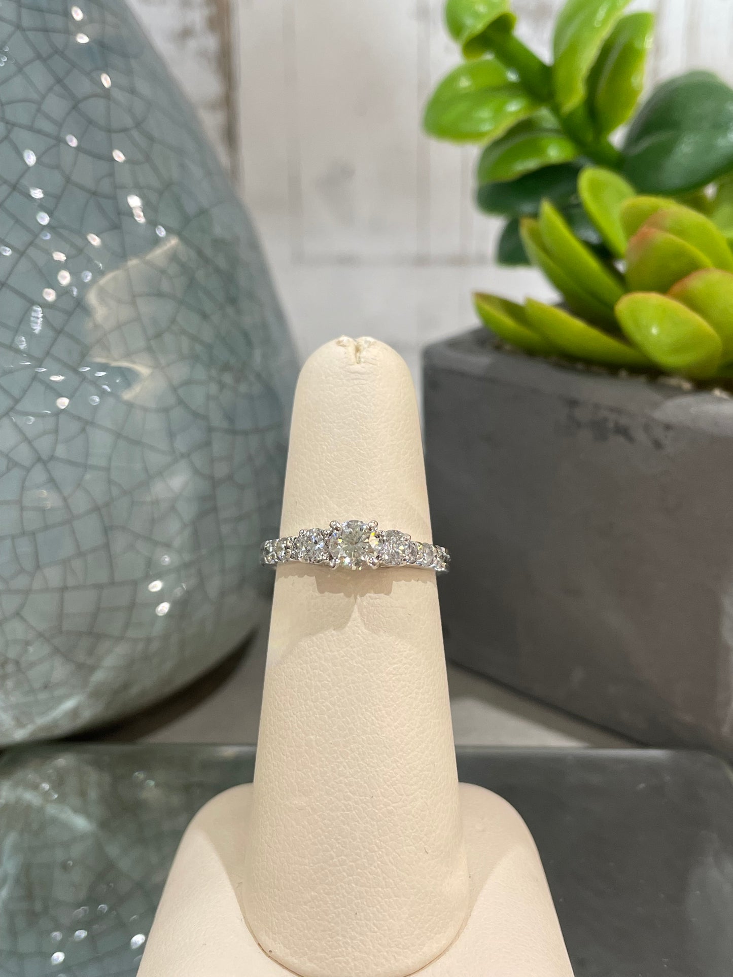 14k White Gold 0.41ct Diamond Three Stone Engagement Ring
