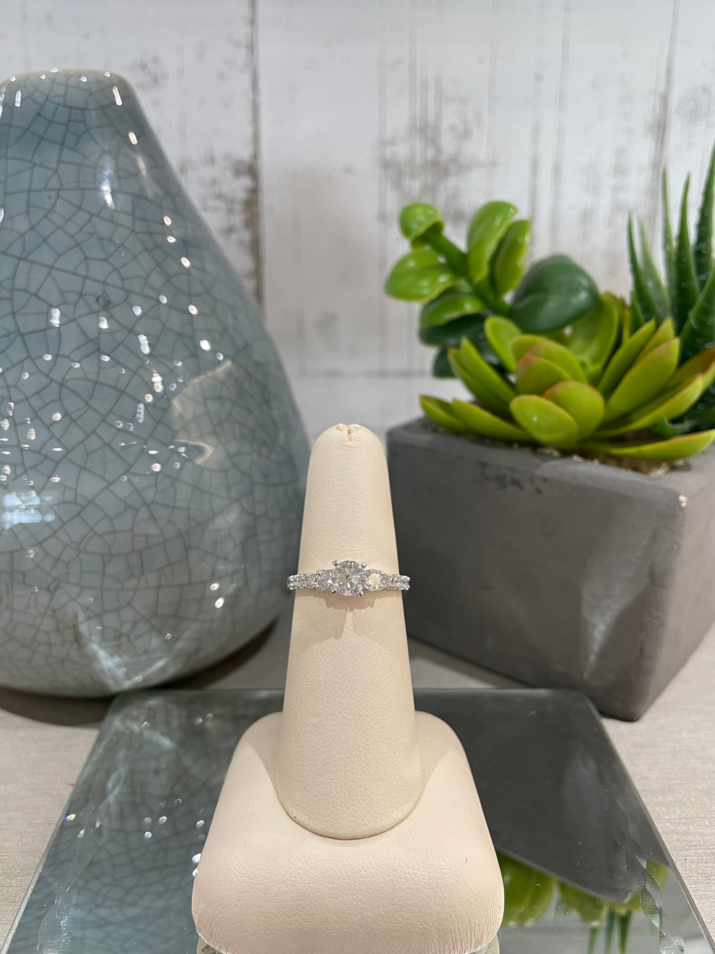14k White Gold 0.50ct Diamond Three Stone Engagement Ring