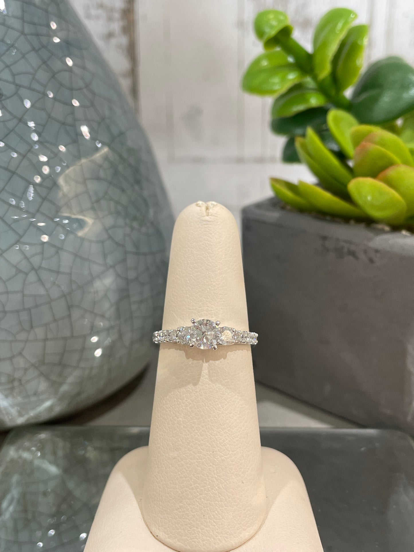 14k White Gold 0.50ct Diamond Three Stone Engagement Ring
