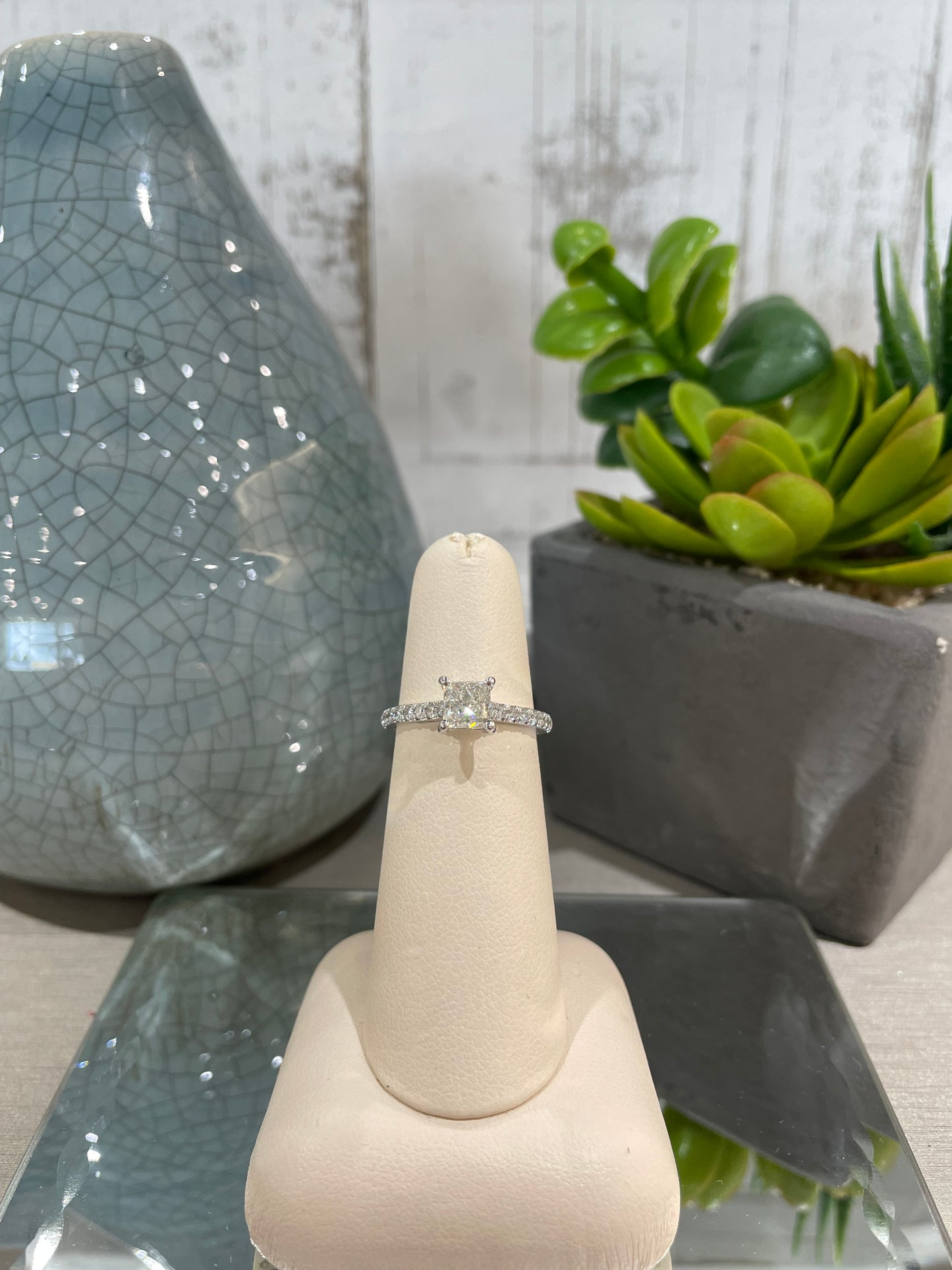 14k White Gold 0.96ct Diamond Princess Engagement Ring