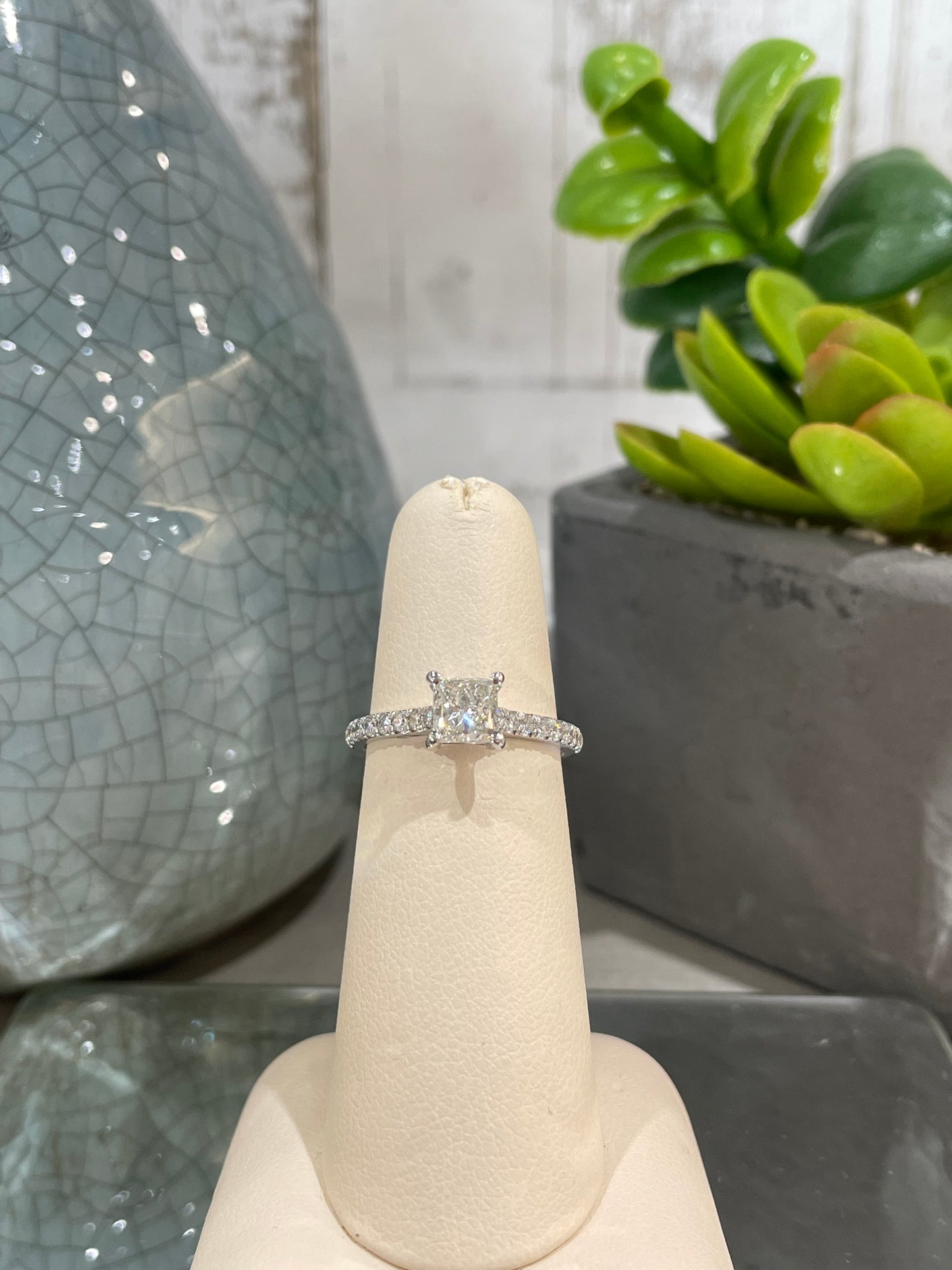 14k White Gold 0.96ct Diamond Princess Engagement Ring