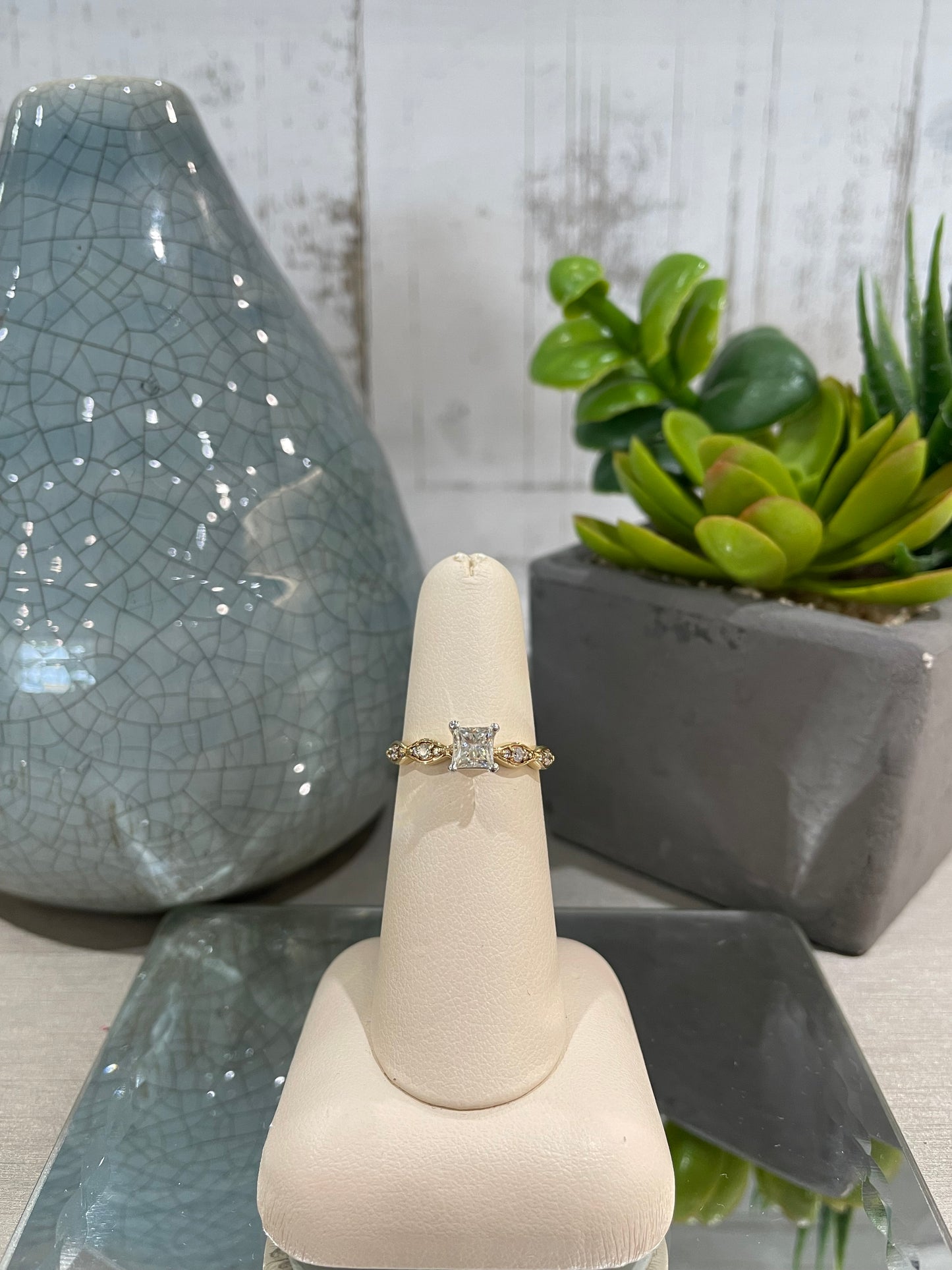 14k Yellow Gold 0.49ct Diamond Princess Engagement Ring