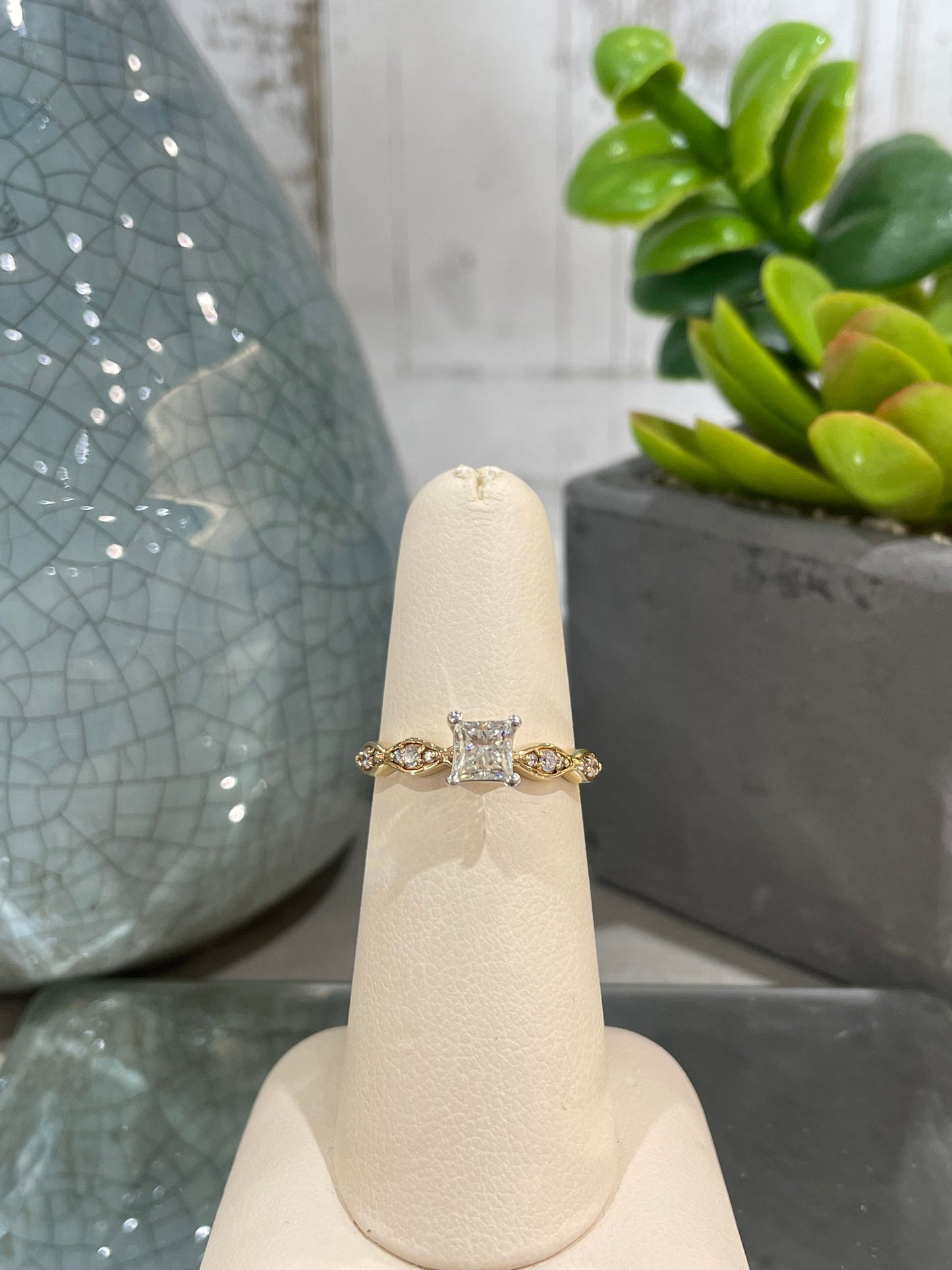 14k Yellow Gold 0.49ct Diamond Princess Engagement Ring