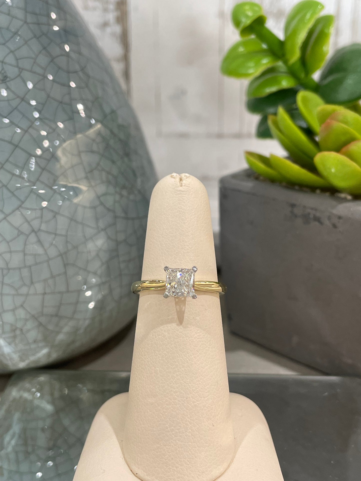 14k Yellow Gold 1.00ct Lab Diamond Princess Solitaire Engagement Ring