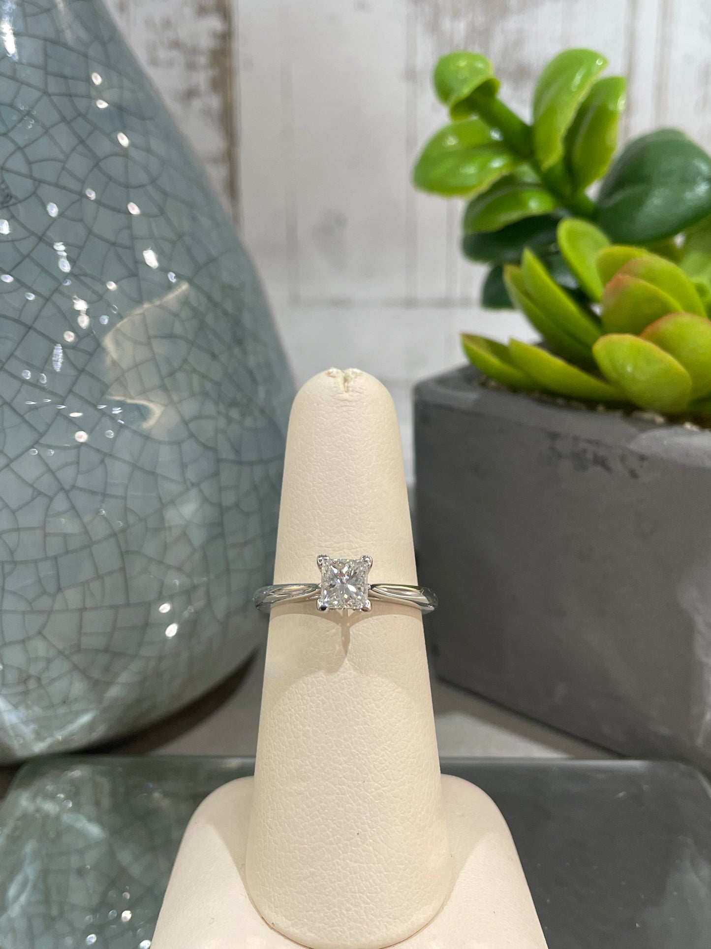 14k White Gold 0.75ct Diamond Princess Engagement Ring