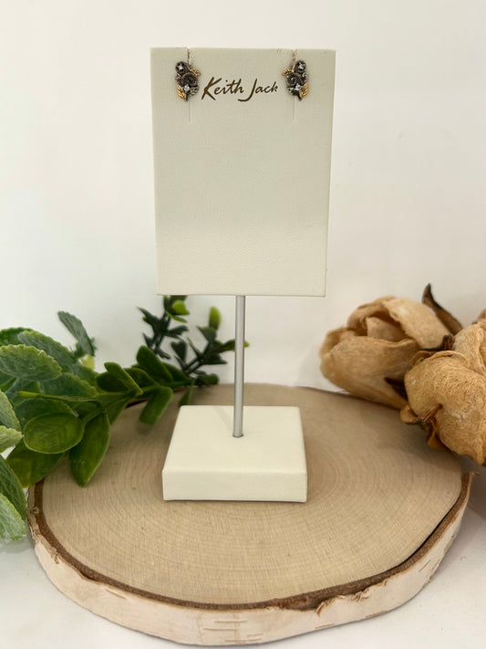 Silver and 10k Yellow Gold Tree of Life Leaf Earrings