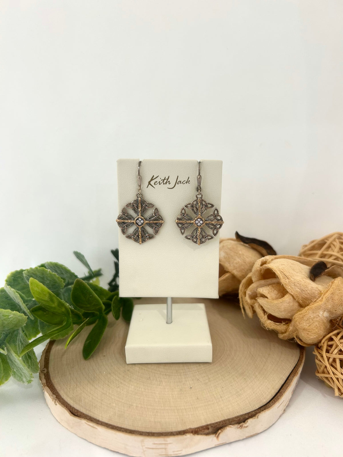 Silver and 10k Yellow Gold Celestial Open Earrings