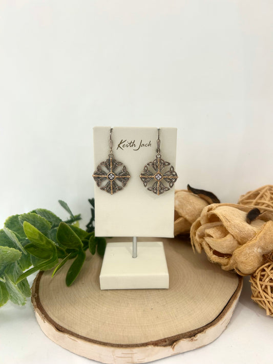 Silver and 10k Yellow Gold Celestial Open Earrings