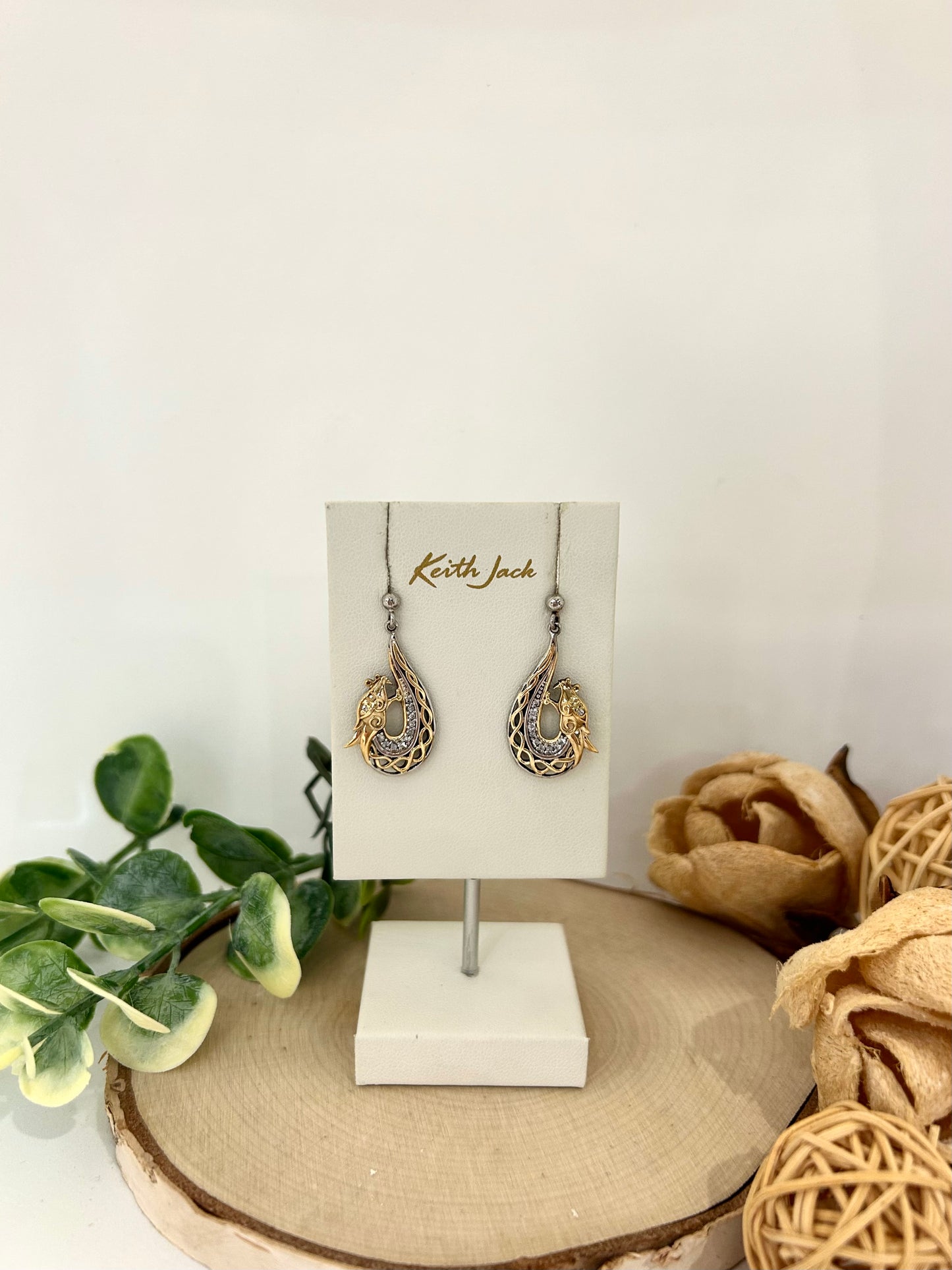 Silver and 10k Yellow Gold Dragon Earrings