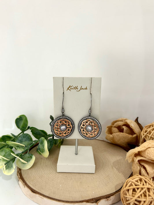 Silver and 10k Rose Gold Brave Heart Earrings
