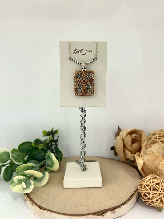 Silver and Bronze Eclipse Celtic Cross Pendant