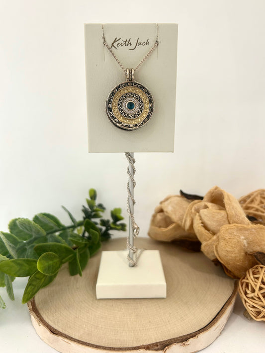 Silver and 14k Yellow Gold Gilded Eclipse Shield Pendant