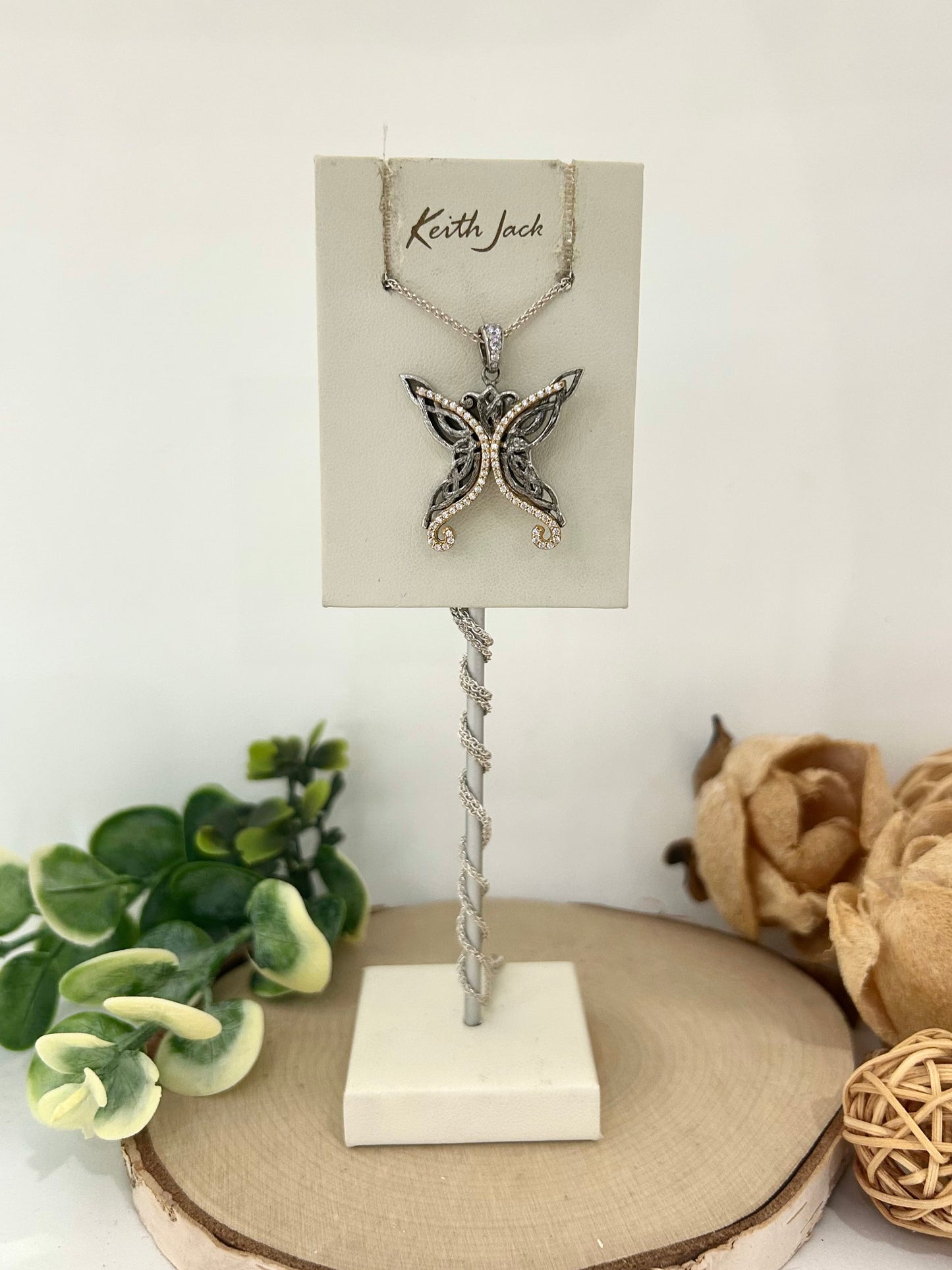 Silver and 10k Gold Butterfly Pendant
