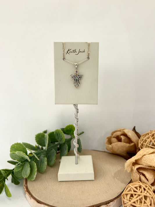 Silver and 10k Yellow Gold Guardian Angel Pendant