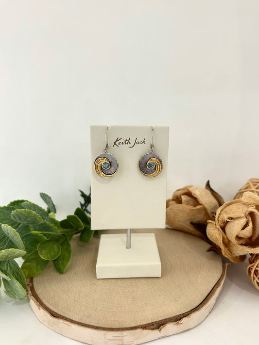 Silver and 23k Yellow Gold Whirlpool Earrings