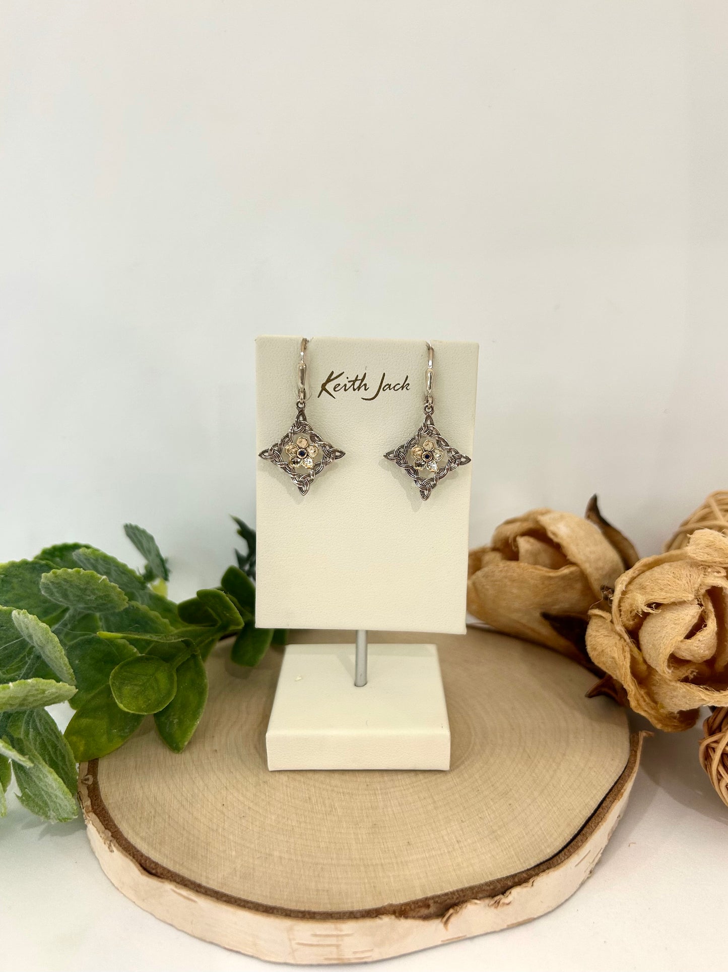 Silver and 10k Yellow Gold Forget-Me-Knot Earrings