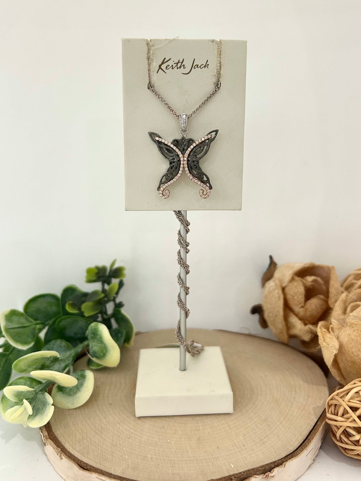 Silver and 10k Gold Butterfly Pendant